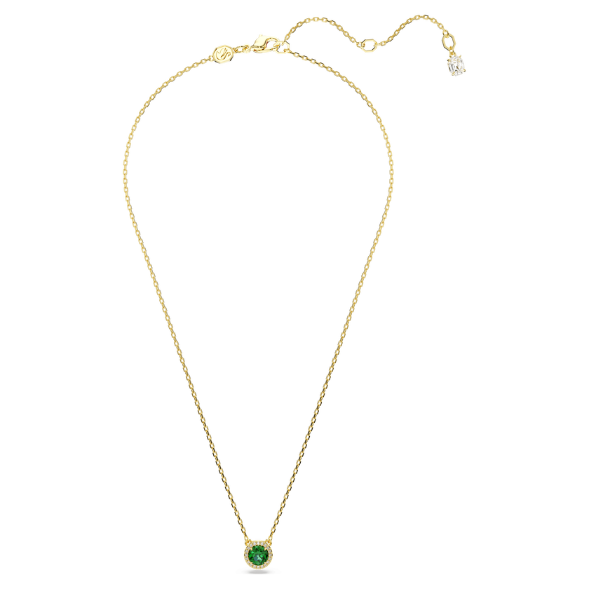 swarovski una angelic pendant  round cut  pav   green  gold tone plated