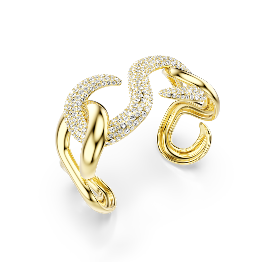 swarovski dextera cuff  round cut  white  gold tone plated