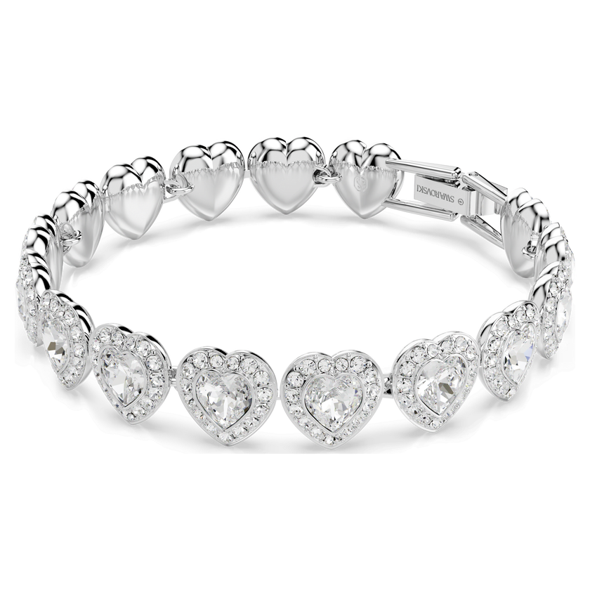 ariana grande x swarovski tennis bracelet  mixed cuts  heart  white  rhodium plated