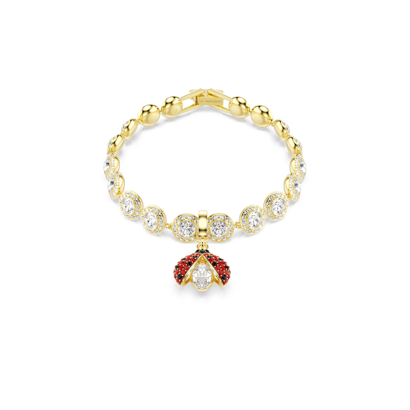 swarovski idyllia charm  mixed cuts  ladybug  red  gold tone plated