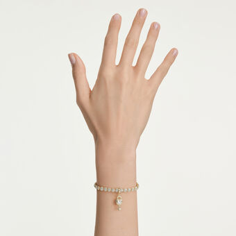 swarovski idyllia charm  mixed cuts  heart with key  white  gold tone plated