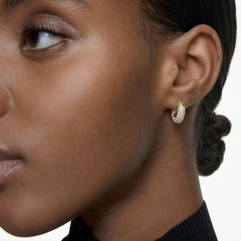 swarovski dextera hoop earrings  small  white  18k gold finish
