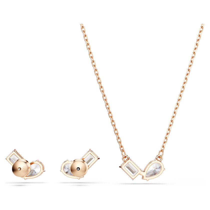 swarovski mesmera set  pear cut  octagon cut  white  rose gold tone plated