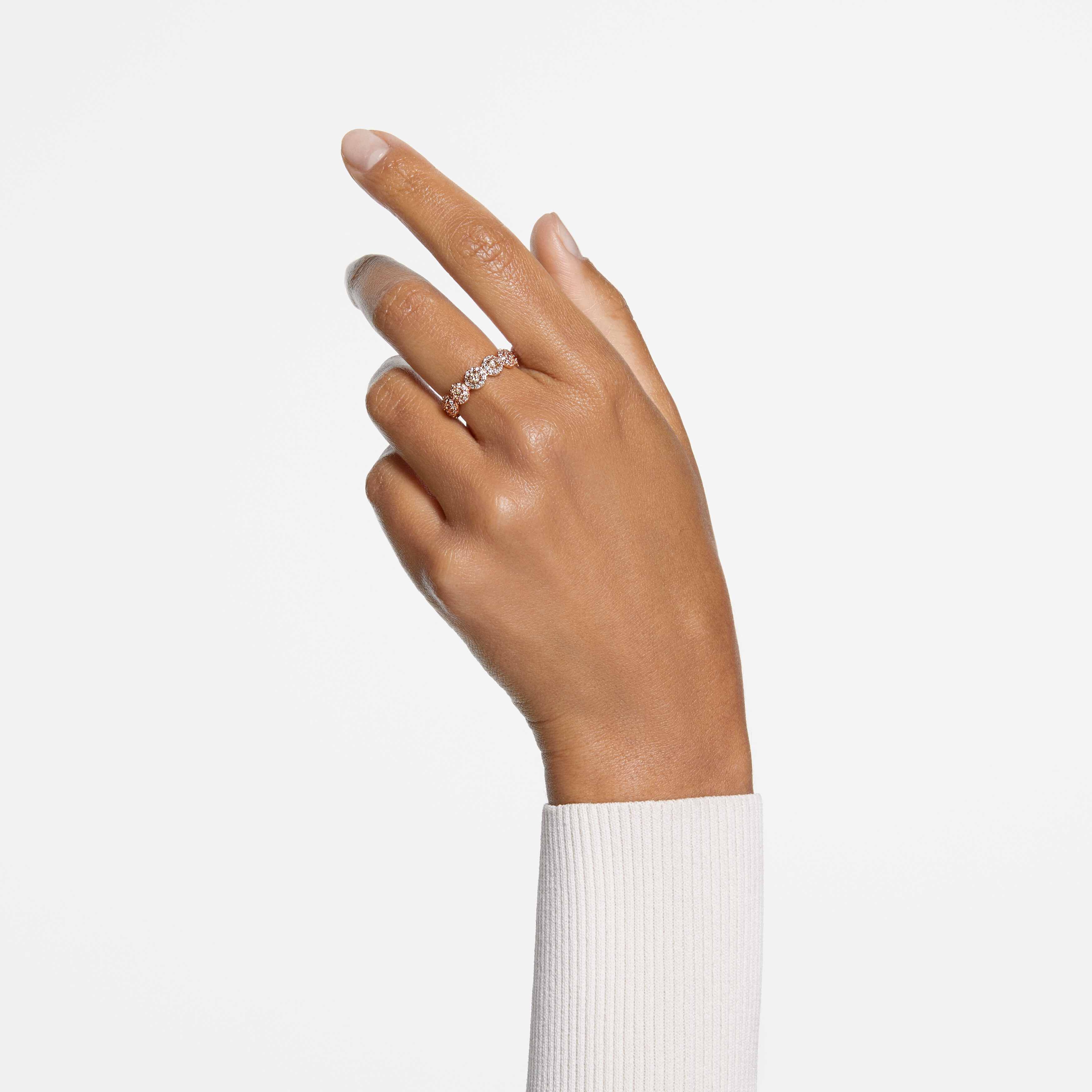 swarovski una ring  round cut  pav   white  rose gold tone plated