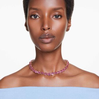 swarovski millenia necklace octagon cut pink gold tone plated