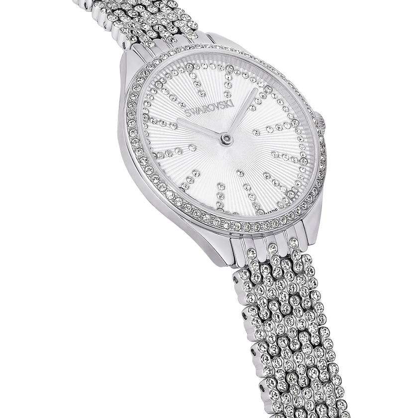 swarovski attract watch  swiss made  metal bracelet  silver tone  stainless steel