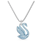 Swarovski Iconic Swan pendant, Swan, Blue, Rhodium plated