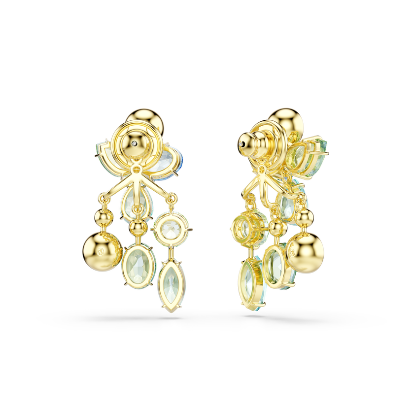 swarovski gema earrings  mixed cuts  multicolored  gold tone plated