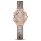 swarovski matrix octagon watch  leather strap  beige  rose gold tone finish
