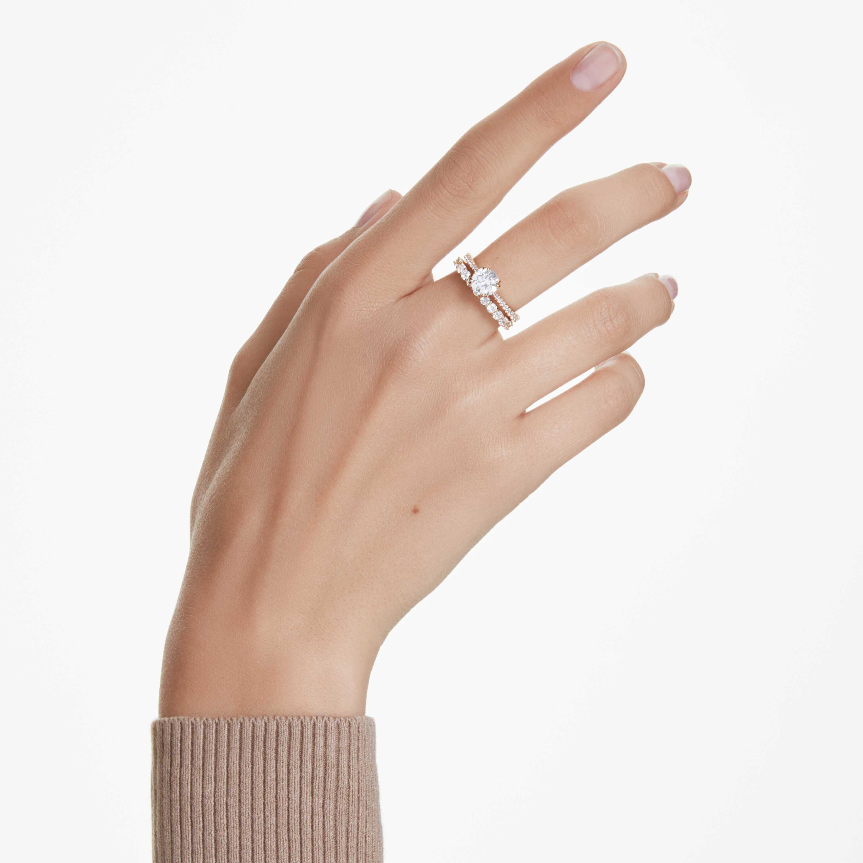 swarovski stilla ring  set  2   round cut  white  gold tone plated