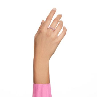 swarovski matrix ring  round cut  pink  rhodium plated