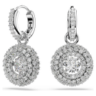 swarovski sublima drop earrings  round cut  white  rhodium plated