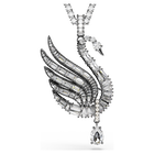 swarovski swan vienna pendant and brooch  swan  white  ruthenium plated