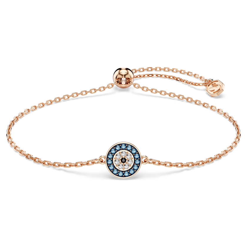 swarovski luckily bracelet  pav   eye  blue  rose gold tone plated