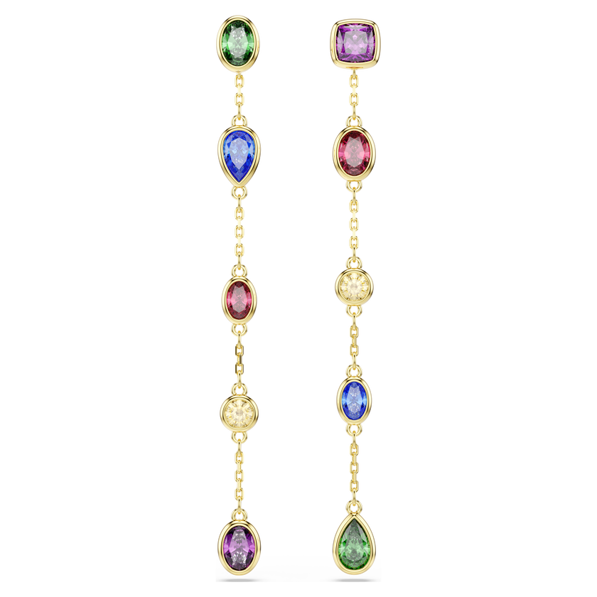 swarovski imber drop earrings  mixed cuts  multicolored  18k gold finish