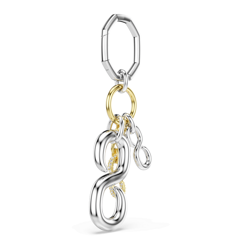 swarovski bag charm  round cut  white  mixed metal finish
