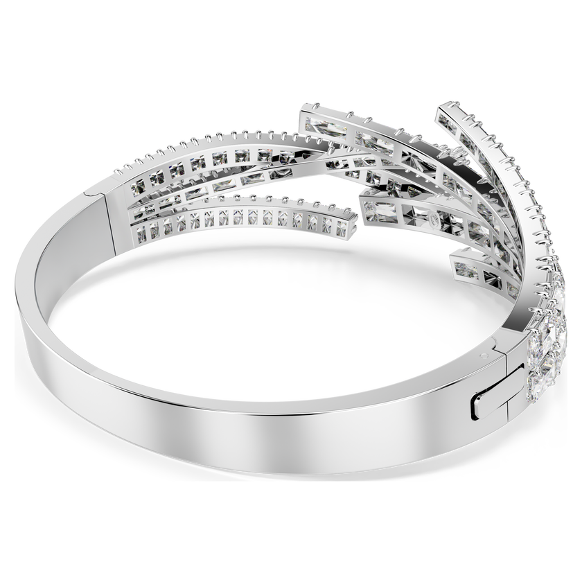 swarovski matrix bangle  mixed cuts  white  rhodium plated