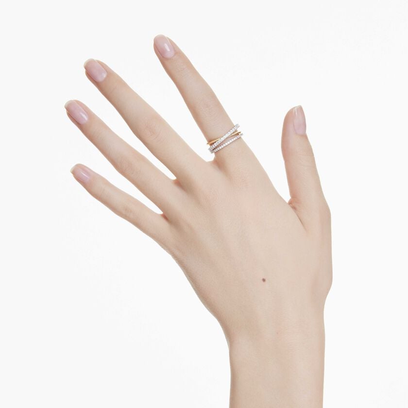 swarovski hyperbola ring  mixed cuts  white  mixed metal finish