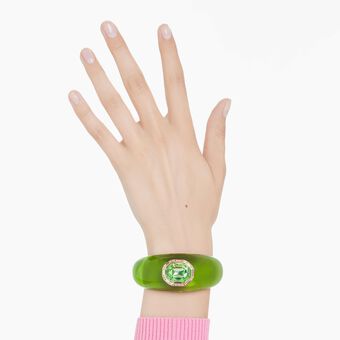 swarovski dulcis cuff  octagon cut  pav   green  gold tone plated