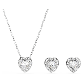 ariana grande x swarovski set  mixed cuts  heart  white  rhodium plated