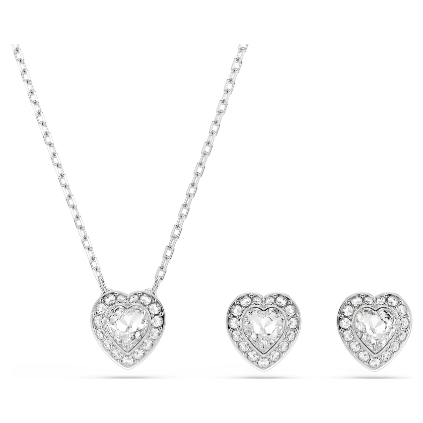 ariana grande x swarovski set  mixed cuts  heart  white  rhodium plated