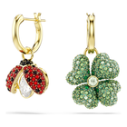 swarovski idyllia drop earrings  set  3   ladybug  clover  strawberry  multicolored  gold tone plated