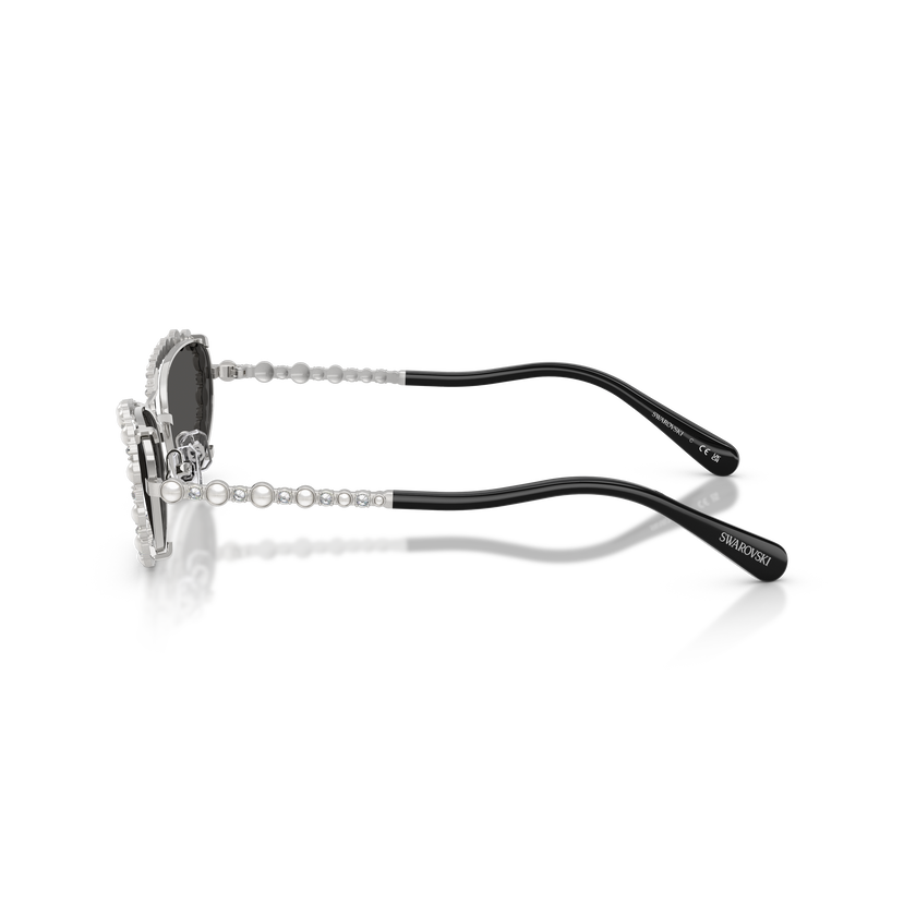 swarovski sunglasses  oval shape  2 in 1 clip on  sk7044  silver tone