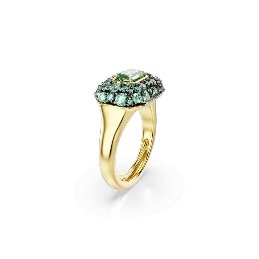 swarovski sublima cocktail ring  octagon cut  green  18k gold finish