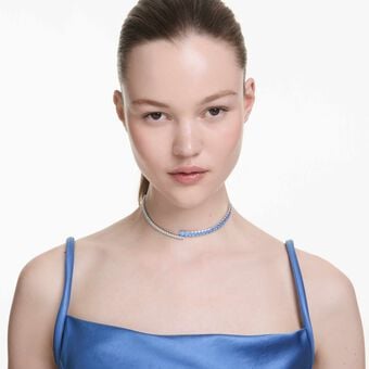 swarovski matrix choker  mixed cuts  blue  rhodium plated