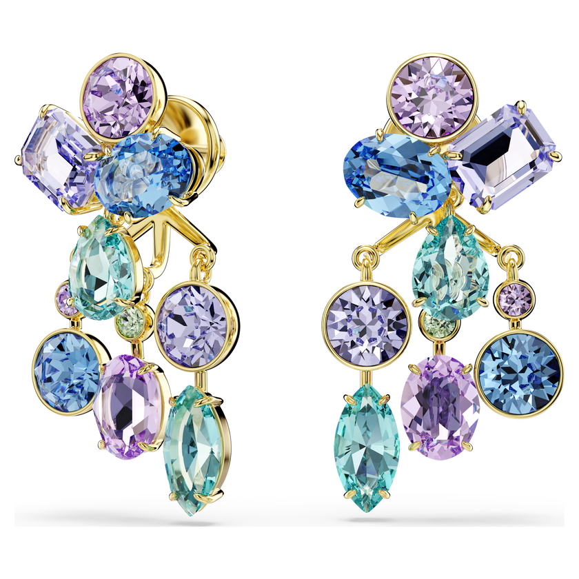 swarovski gema earring jackets  mixed cuts  multicolored  gold tone plated