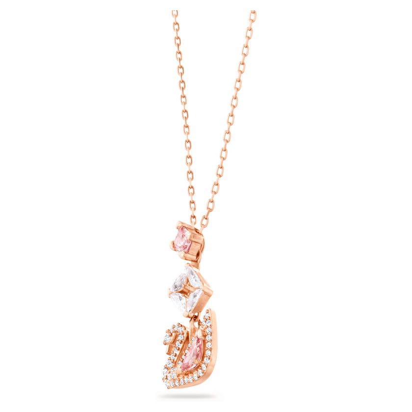 swarovski swan pendant  swan  pink  rose gold tone plated