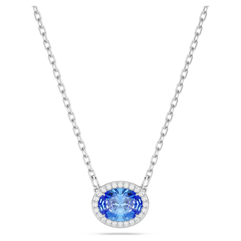 swarovski una angelic necklace  oval cut  blue  rhodium plated