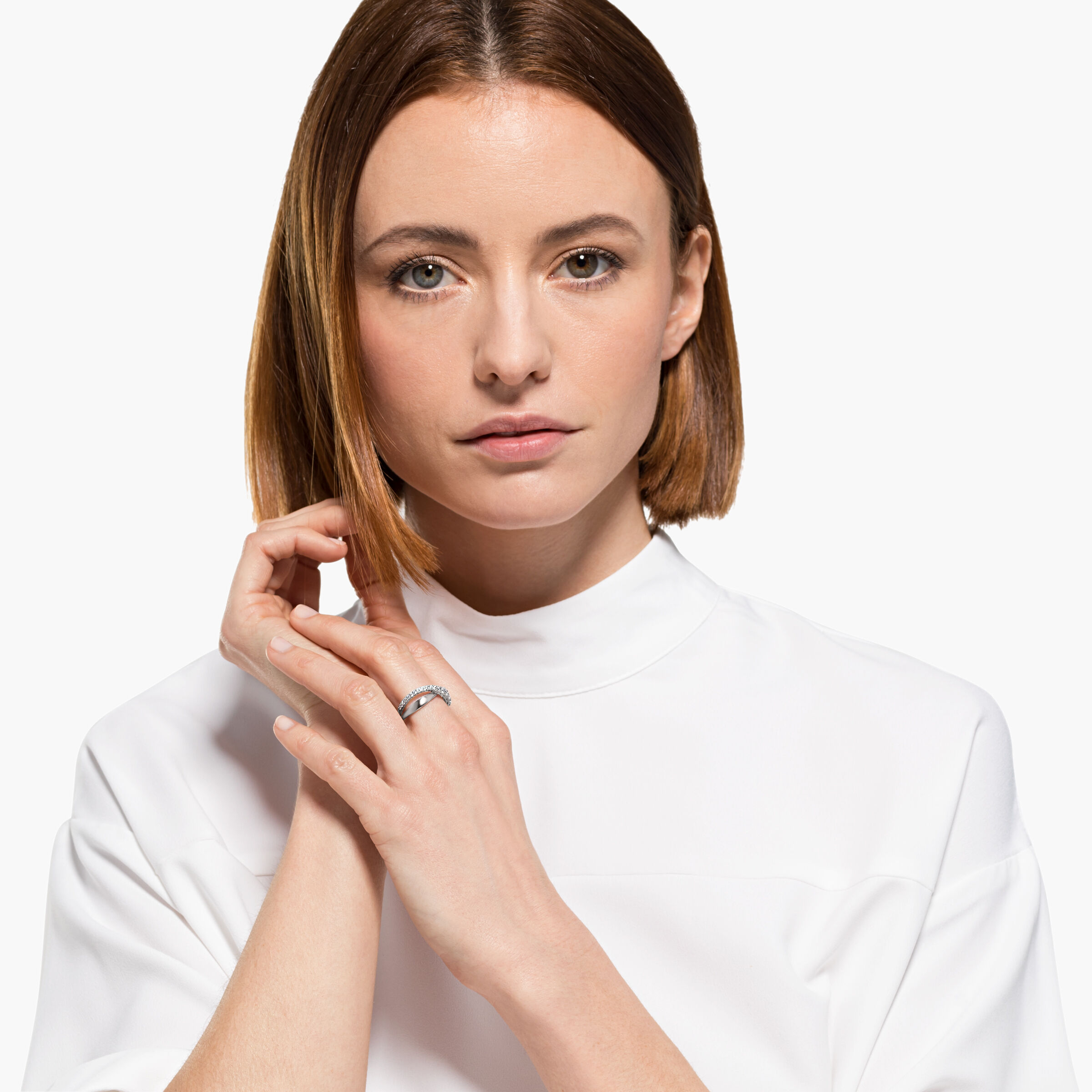Buy Swarovski Twist Rows Ring White Rhodium plated