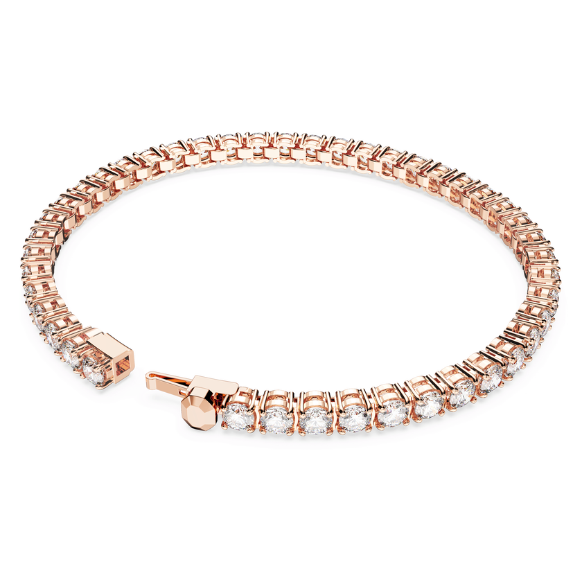 swarovski matrix tennis bracelet  round cut  white  18k rose gold finish