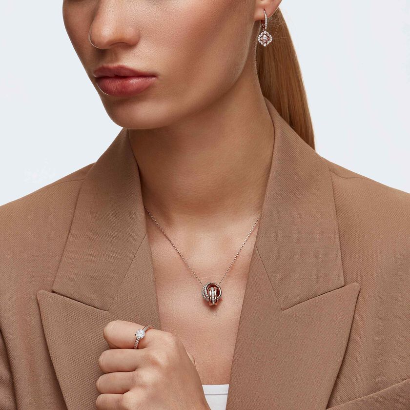 swarovski una drop earrings  clover  pink  rose gold tone plated