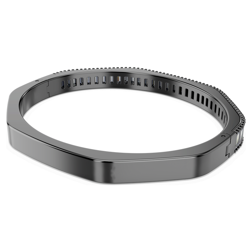 swarovski matrix bangle  baguette cut  gray  ruthenium plated