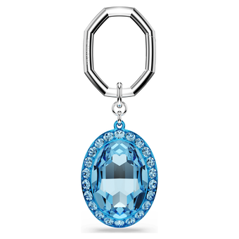 swarovski key ring  oval cut  blue  mixed metal finish