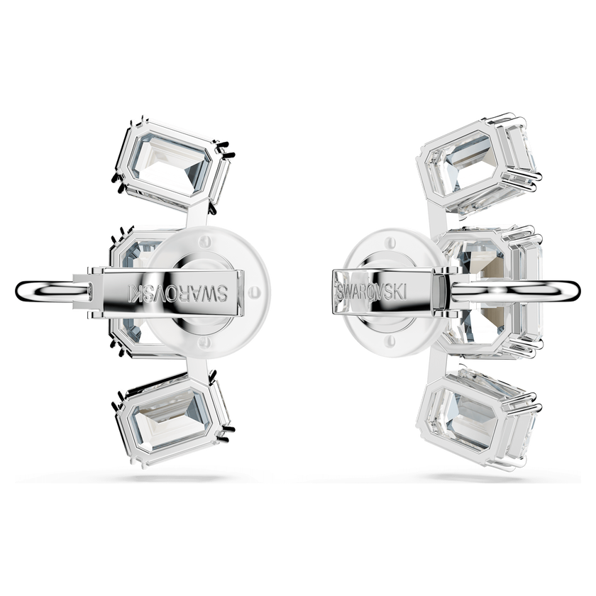 swarovski millenia clip earrings  octagon cut  white  rhodium plated