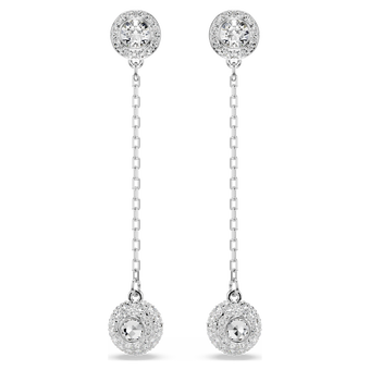 swarovski una angelic drop earrings  round cut  white  rhodium plated