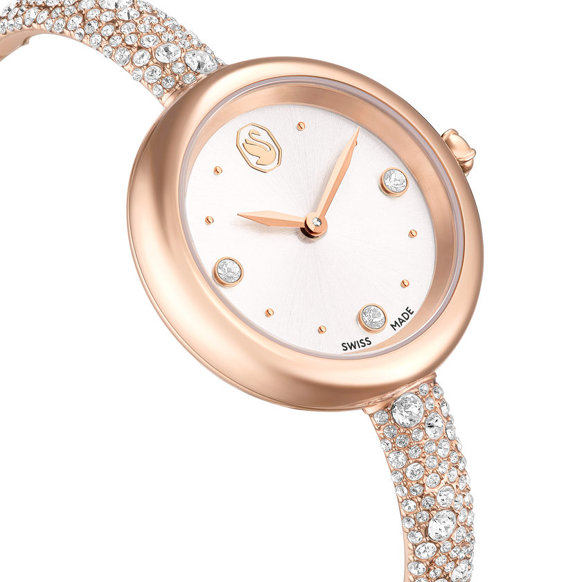 swarovski sublima bangle watch  swiss made  metal bracelet  rose gold tone  rose gold tone finish