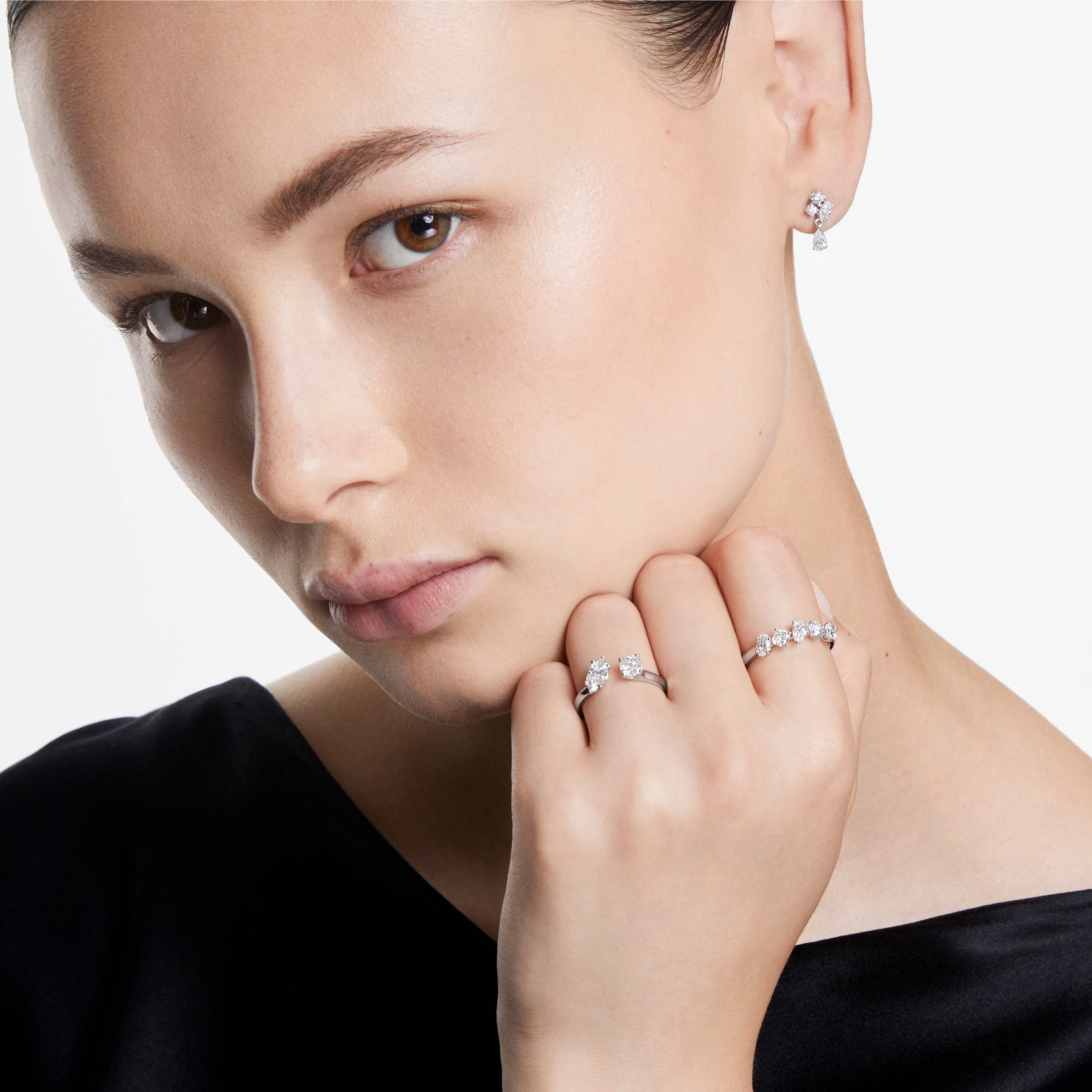 swarovski galaxy ring  laboratory grown diamonds 1 ct tw  18k white gold