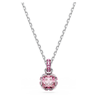 swarovski birthstone pendant  square cut  october  pink  rhodium plated