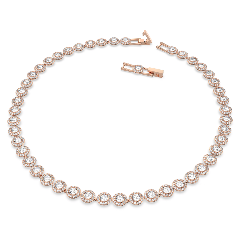 swarovski una angelic tennis necklace  round cut  medium  white  rose gold tone plated