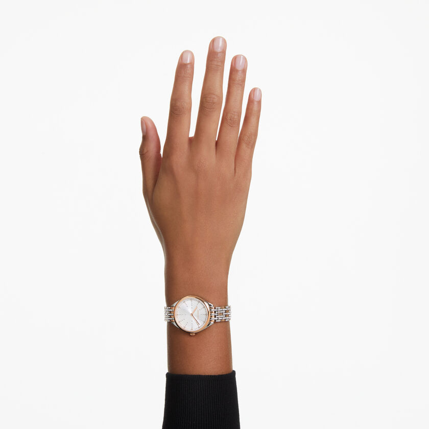 swarovski attract watch  swiss made  metal bracelet  rose gold tone  rose gold tone finish