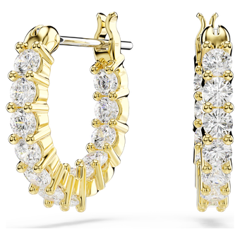 swarovski matrix vittore hoop earrings  round cut  white  18k gold finish