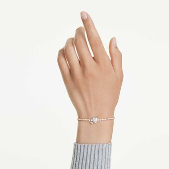 swarovski idyllia bracelet  mixed cuts  heart with arrow  white  gold tone plated