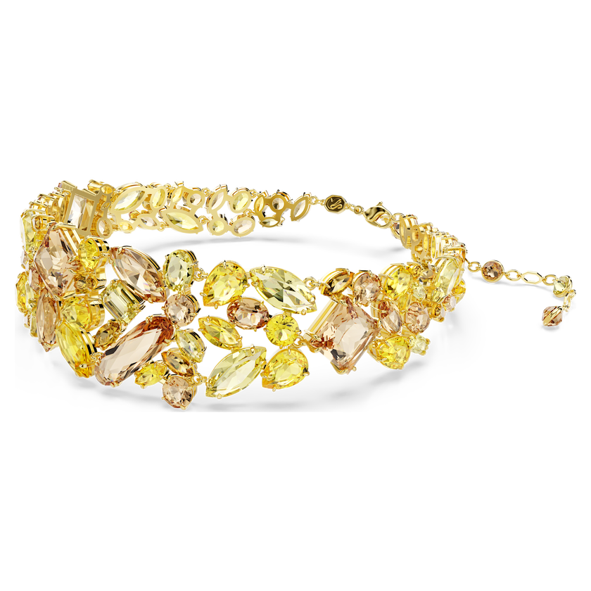 swarovski gema choker  mixed cuts  yellow  gold tone plated