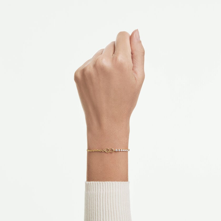 swarovski matrix bracelet  round cut  white  18k gold finish