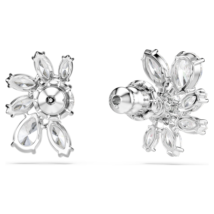 swarovski mesmera stud earrings  mixed cuts  flower  white  rhodium plated