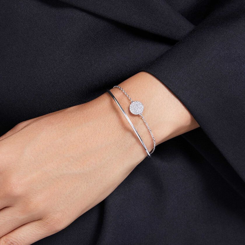 swarovski sublima bangle  white  rhodium plated